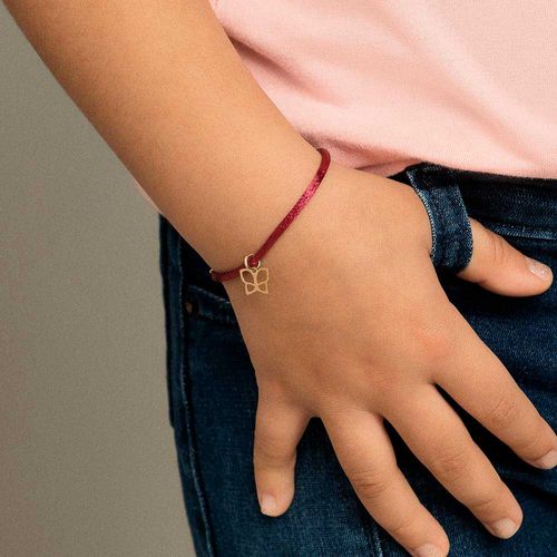 PULSEIRA FIO DE SEDA COM BORBOLETA BANHADA A OURO 18K