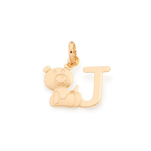 PINGENTE URSO E LETRA BANHADO A OURO 18K-LETRA J