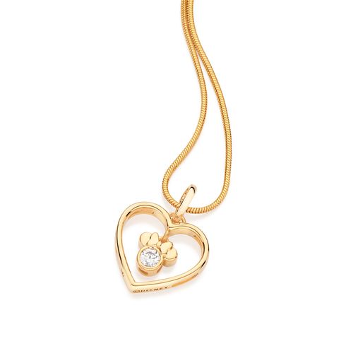 PINGENTE MINNIE CORAÇÃO BANHADO A OURO 18K COM ZIRCÔNIA