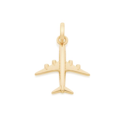 PINGENTE INFANTIL BANHADO A OURO 18K NO FORMATO DE AVIÃO
