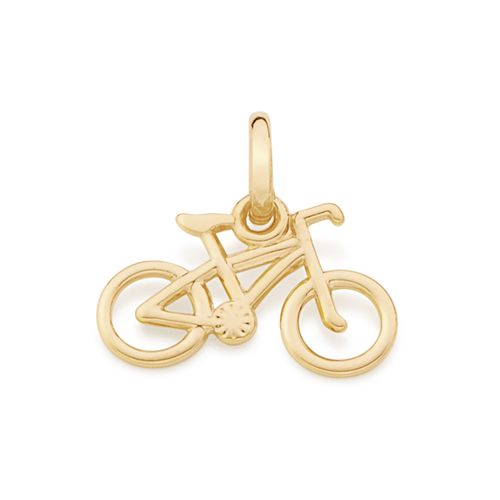 PINGENTE BANHADO A OURO 18K NO FORMATO DE BICICLETA