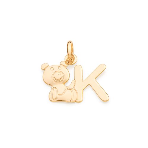 PINGENTE URSO E LETRA BANHADO A OURO 18K-LETRA K