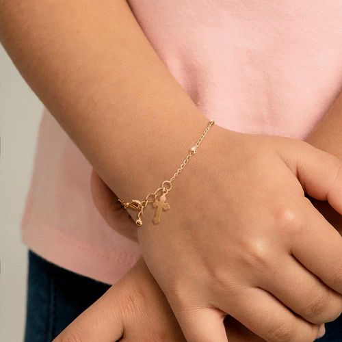 PULSEIRA CRUZ BANHADA A OURO 18K