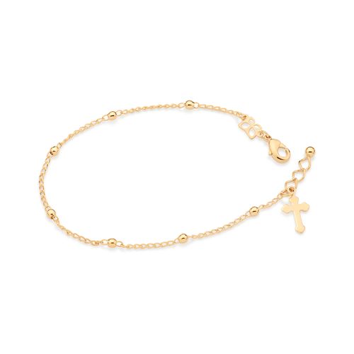 PULSEIRA CRUZ BANHADA A OURO 18K