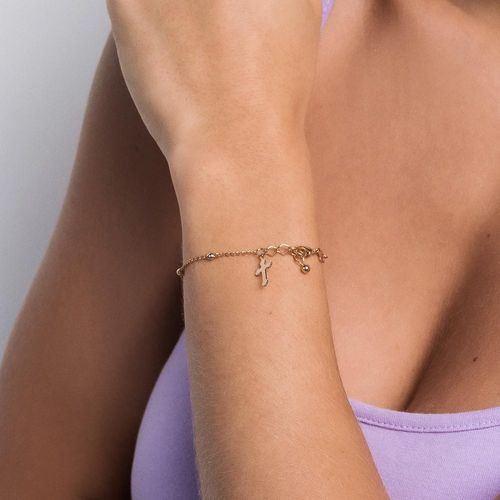 PULSEIRA CRUZ BANHADA A OURO 18K