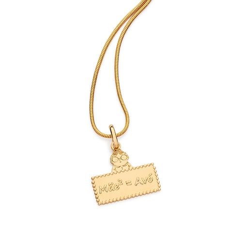 PINGENTE PLACA ESCRITO MÃE AVÓ BANHADO A OURO 18K