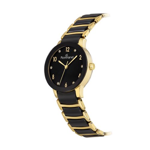 RELÓGIO ANALÓGICO SOCIAL MISTO PRETO E DOURADO