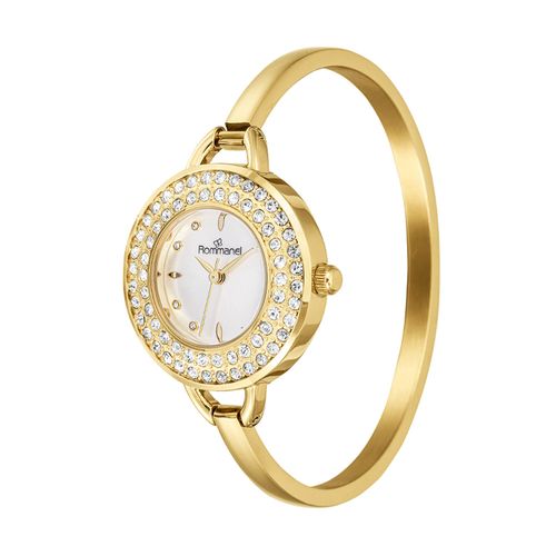 RELÓGIO ANALÓGICO BRACELETE DOURADO COM CRISTAIS