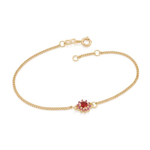 PULSEIRA BANHADA A OURO 18K COM PINGENTE FLOR DE ZIRCÔNIAS