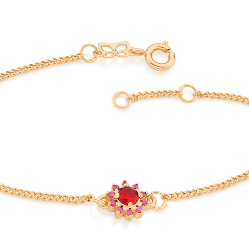 PULSEIRA BANHADA A OURO 18K COM PINGENTE FLOR DE ZIRCÔNIAS