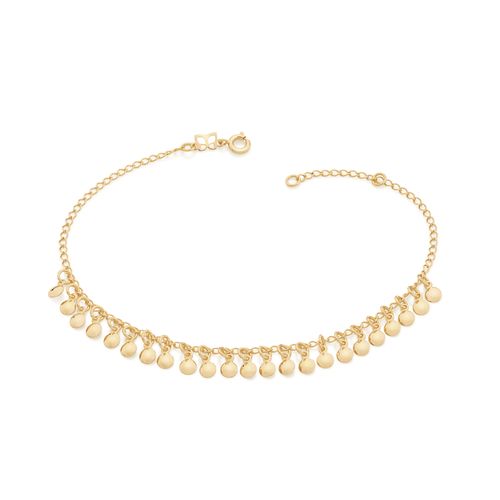 TORNOZELEIRA COM PEQUENAS MEDALHAS BANHADA A OURO 18K