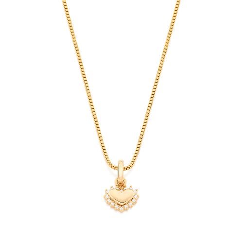 MINI PINGENTE CORAÇÃO BANHADO A OURO 18K COM ZIRCÔNIAS