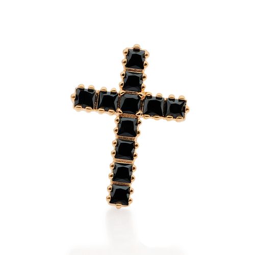 PINGENTE CRUZ BANHADO A OURO 18K COM ZIRCÔNIAS