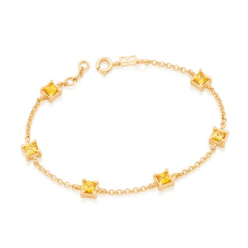 PULSEIRA BANHADA A OURO 18K COM ZIRCÔNIAS QUADRADAS
