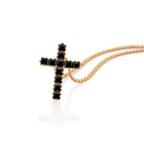 PINGENTE CRUZ BANHADO A OURO 18K COM ZIRCÔNIAS