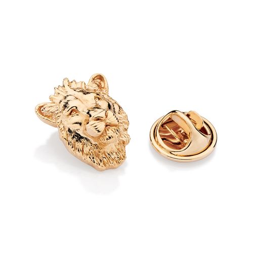 BROCHE MUFASA 3D BANHADO A OURO 18K