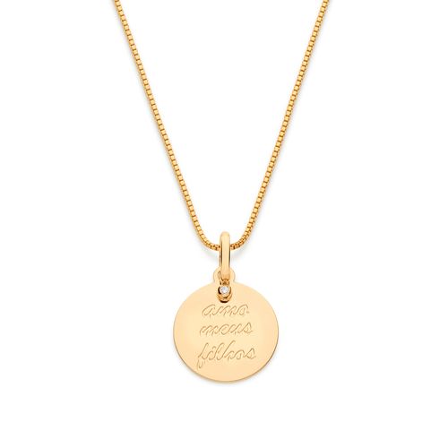 MEDALHA AMO MEUS FILHOS BANHADA A OURO 18K