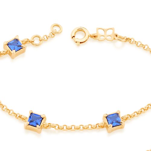 PULSEIRA BANHADA A OURO 18K COM ZIRCÔNIAS QUADRADAS