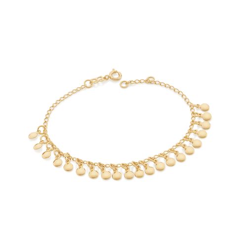 PULSEIRA COM BERLOQUES DE MEDALHAS BANHADA A OURO 18K