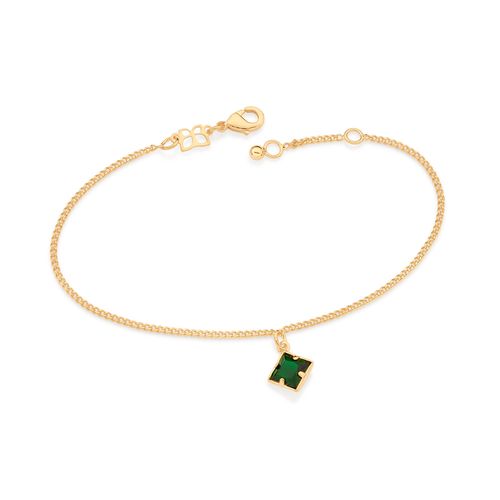 PULSEIRA BANHADA A OURO 18K COM CRISTAL QUADRADO