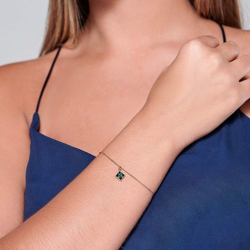 PULSEIRA BANHADA A OURO 18K COM CRISTAL QUADRADO
