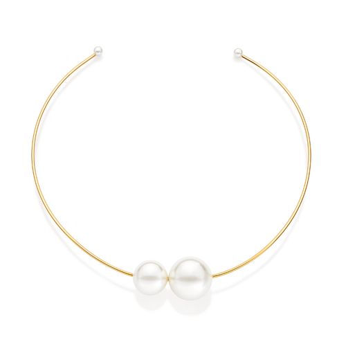 CHOKER BANHADA A OURO 18K COM PÉROLAS SINTÉTICAS