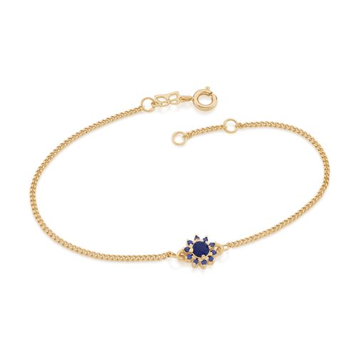 PULSEIRA BANHADA A OURO 18K COM PINGENTE FLOR DE ZIRCÔNIAS