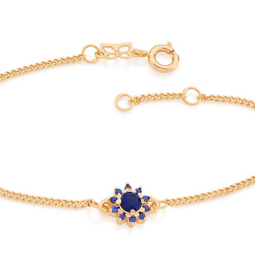PULSEIRA BANHADA A OURO 18K COM PINGENTE FLOR DE ZIRCÔNIAS