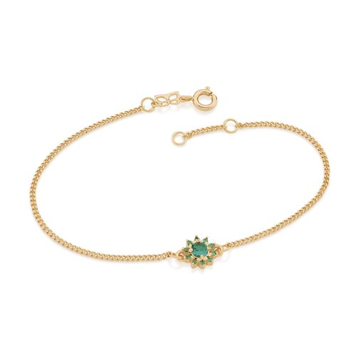PULSEIRA BANHADA A OURO 18K COM PINGENTE FLOR DE ZIRCÔNIAS