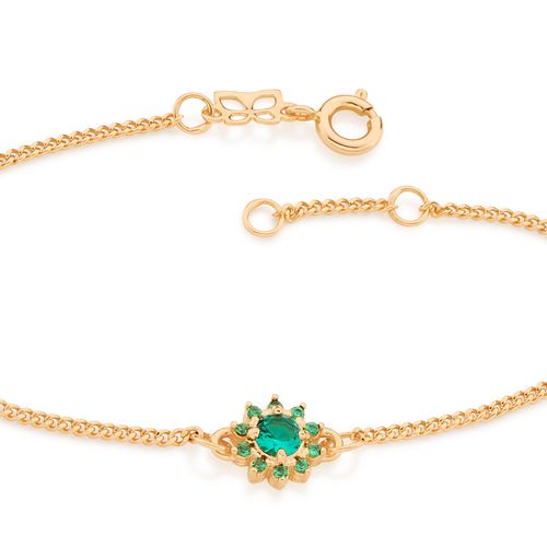 PULSEIRA BANHADA A OURO 18K COM PINGENTE FLOR DE ZIRCÔNIAS