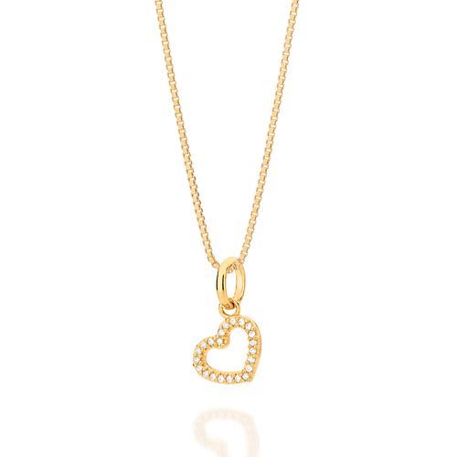 PINGENTE CORAÇÃO BANHADO A OURO 18K COM ZIRCÔNIAS