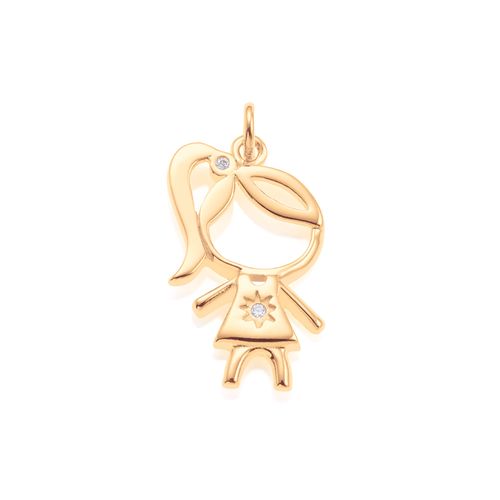 PINGENTE BANHADO A OURO 18K MENINA COM ZIRCÔNIA