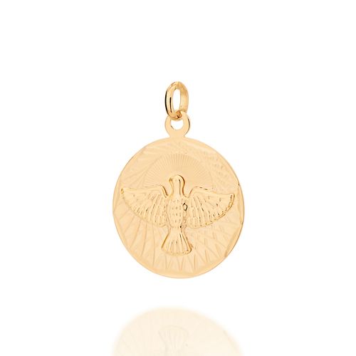 MEDALHA ESPÍRITO SANTO BANHADA A OURO 18K