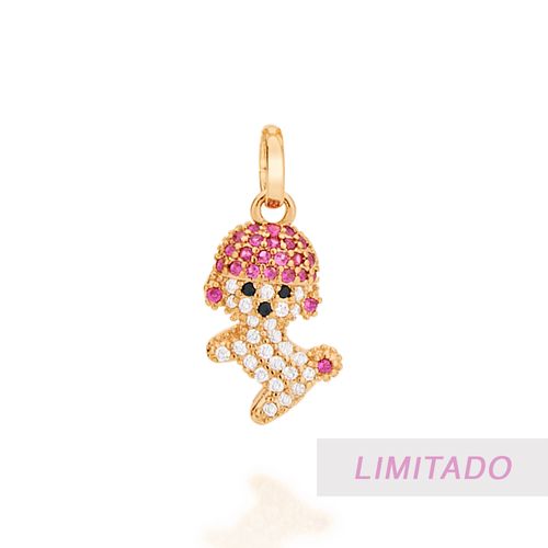 PINGENTE CACHORRA BANHADO A OURO 18K COM ZIRCÔNIAS