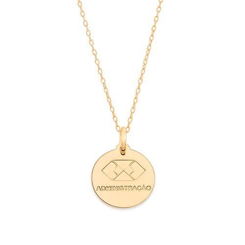 MEDALHA PROFISSÃO ADMINISTRAÇÃO BANHADA A OURO 18K