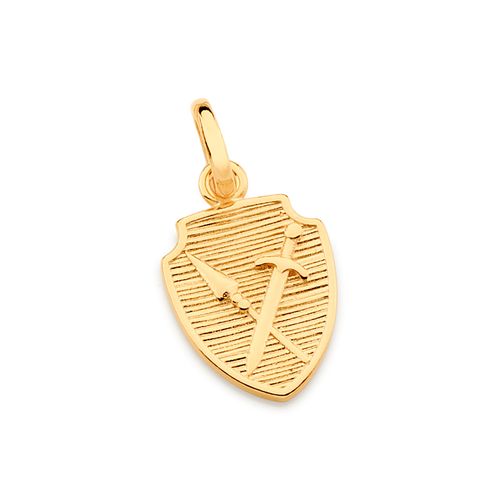 PINGENTE ESCUDO ESPADA E LANÇA BANHADO A OURO 18K