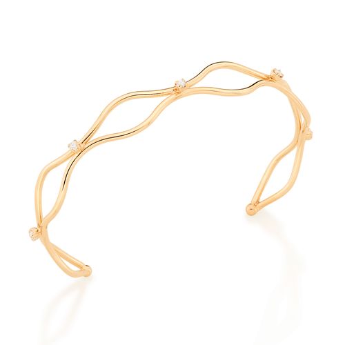 BRACELETE BANHADO  AOURO 18K COM ZIRCÔNIAS