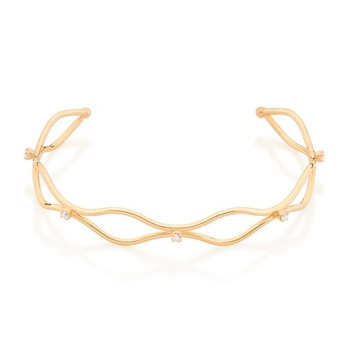 BRACELETE BANHADO  AOURO 18K COM ZIRCÔNIAS