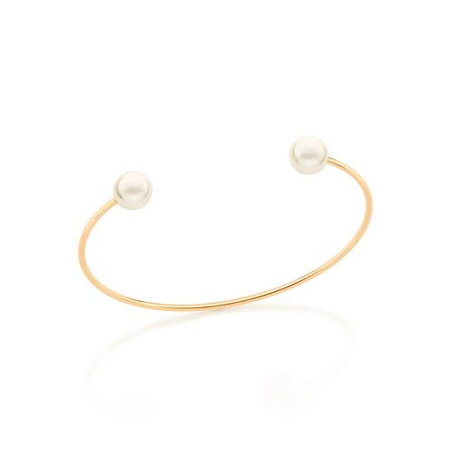 BRACELETE FOLHEAOD A OURO 18K COM PÉROLAS
