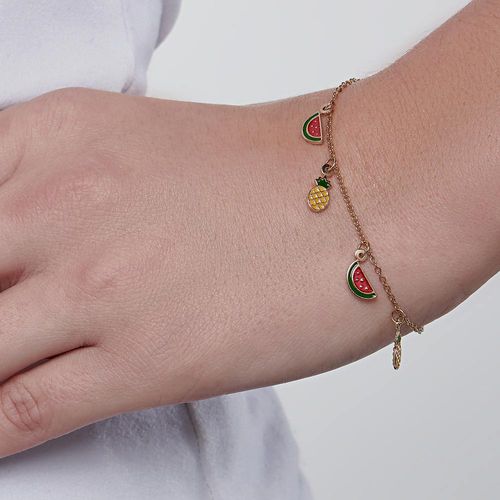 PULSEIRA COM ABACAXIS E MELANCIAS BANHADO A OURO 18K