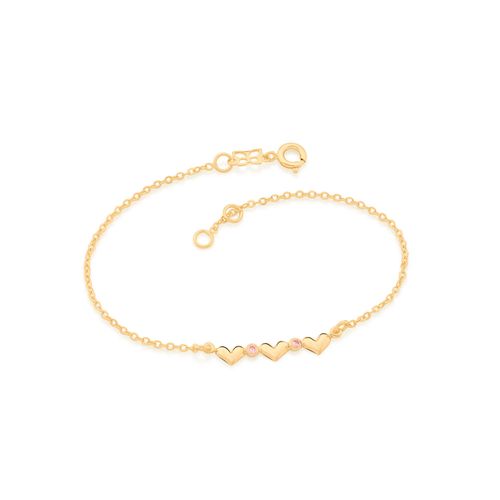 PULSEIRA CORAÇÕES BANHADA A OURO 18K COM ZIRCÔNIAS