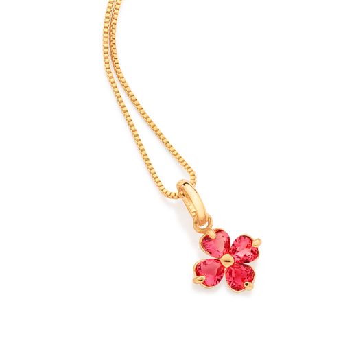PINGENTE FLOR BANHADO A OURO 18K COM CRISTAIS