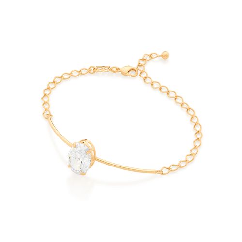 BRACELETE BANHADO A OURO 18K COM ZIRCÔNIA OVAL