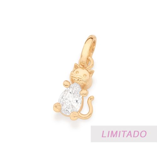 PINGENTE GATO BANHADO A OURO 18K COM ZIRCÔNIA