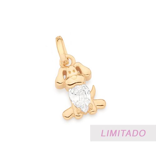 PINGENTE CACHORRO BANHADO A OURO 18K COM ZIRCÔNIA