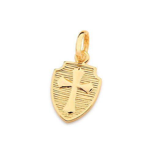 PINGENTE ESCUDO COM CRUZ BANHADO A OURO 18K