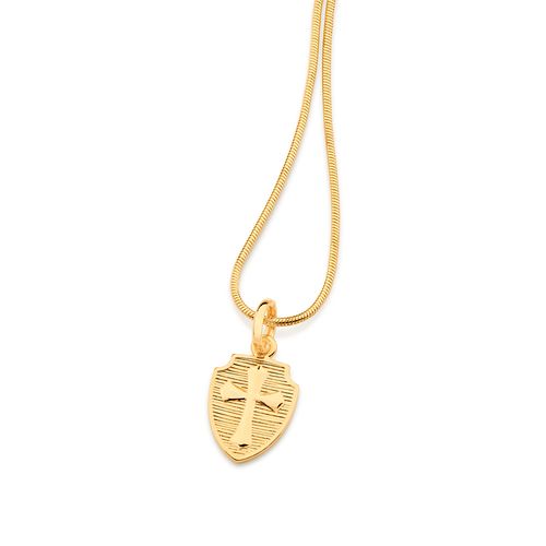 PINGENTE ESCUDO COM CRUZ BANHADO A OURO 18K