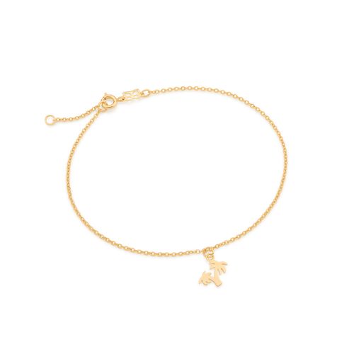 TORNOZELEIRA COM PINGENTE COQUEIROS BANHADA A OURO 18K