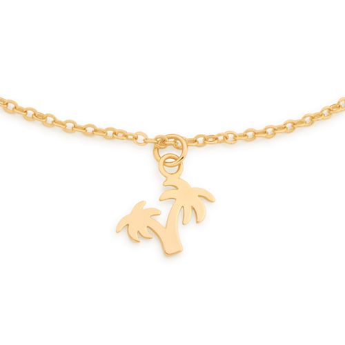 TORNOZELEIRA COM PINGENTE COQUEIROS BANHADA A OURO 18K