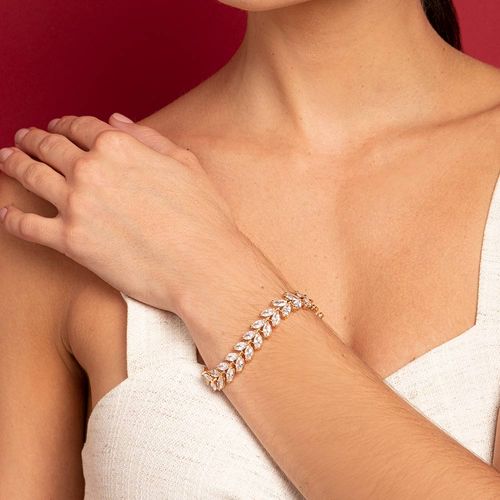 PULSEIRA BANHADA A OURO 18K COM ZIRCÔNIAS NAVETES